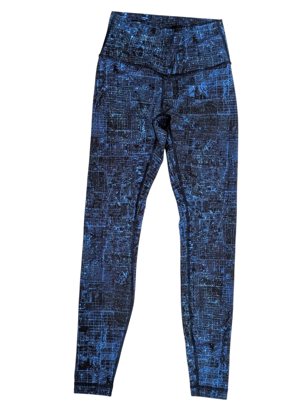 lululemon Wunder Under City Lights Multi Blue and Black Printed Leggings Size 4